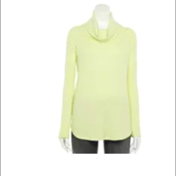 Sonoma Goods For Life® Raglan Rib Cowlneck Top NEW pale neon green NEW - Picture 7 of 14